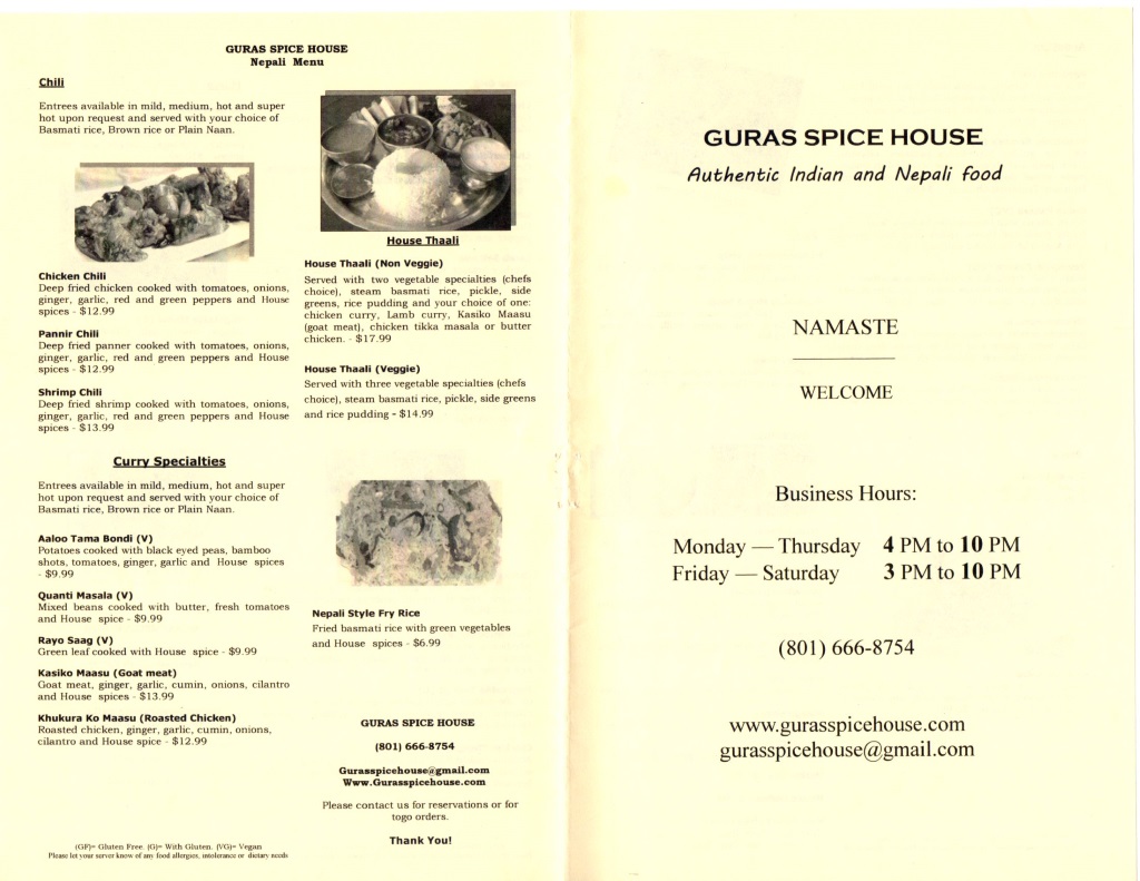guras spice house menu page four