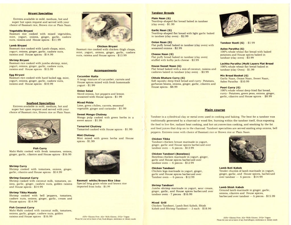guras spice house menu page three