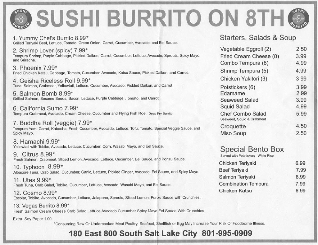sushi burrito menu