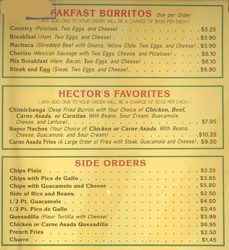Hector s Mexican Food Menu SLC Menu