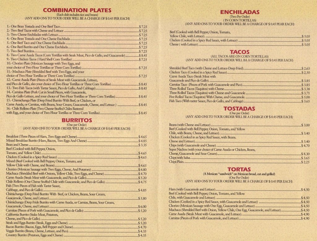 hector's mexican food menu