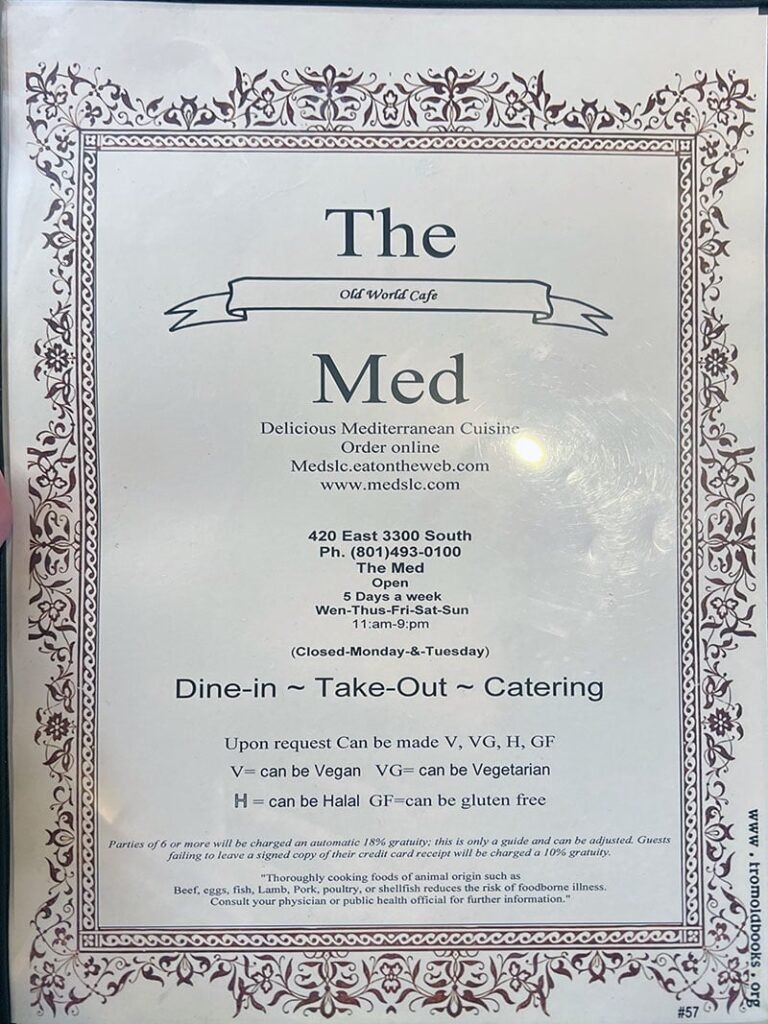 The Med - menu cover