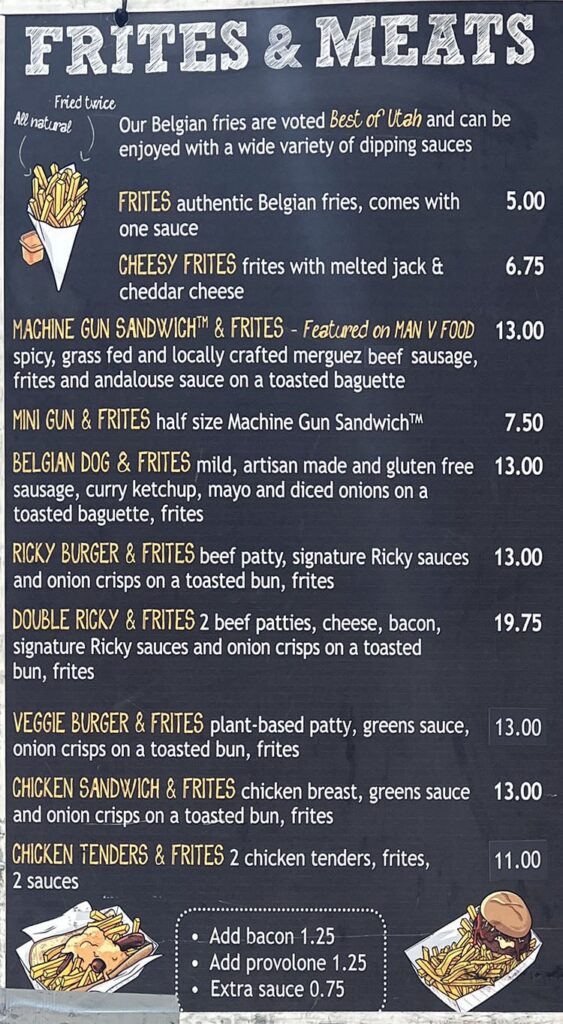 Bruges Waffles And Frites food truck menu - frites and meats