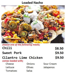 Fry Me To The Moon food truck menu - loaded nacho
