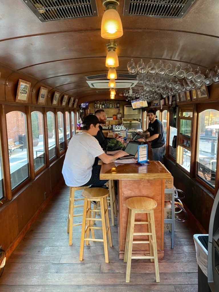 Trolley Wing Company - inside trolley car