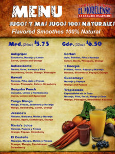 El Morelense menu - smoothies