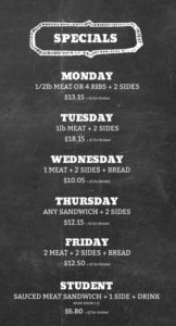 Five Star BBQ Company menu - specials