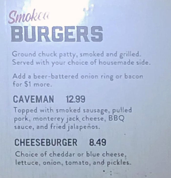 R&R BBQ menu - burgers