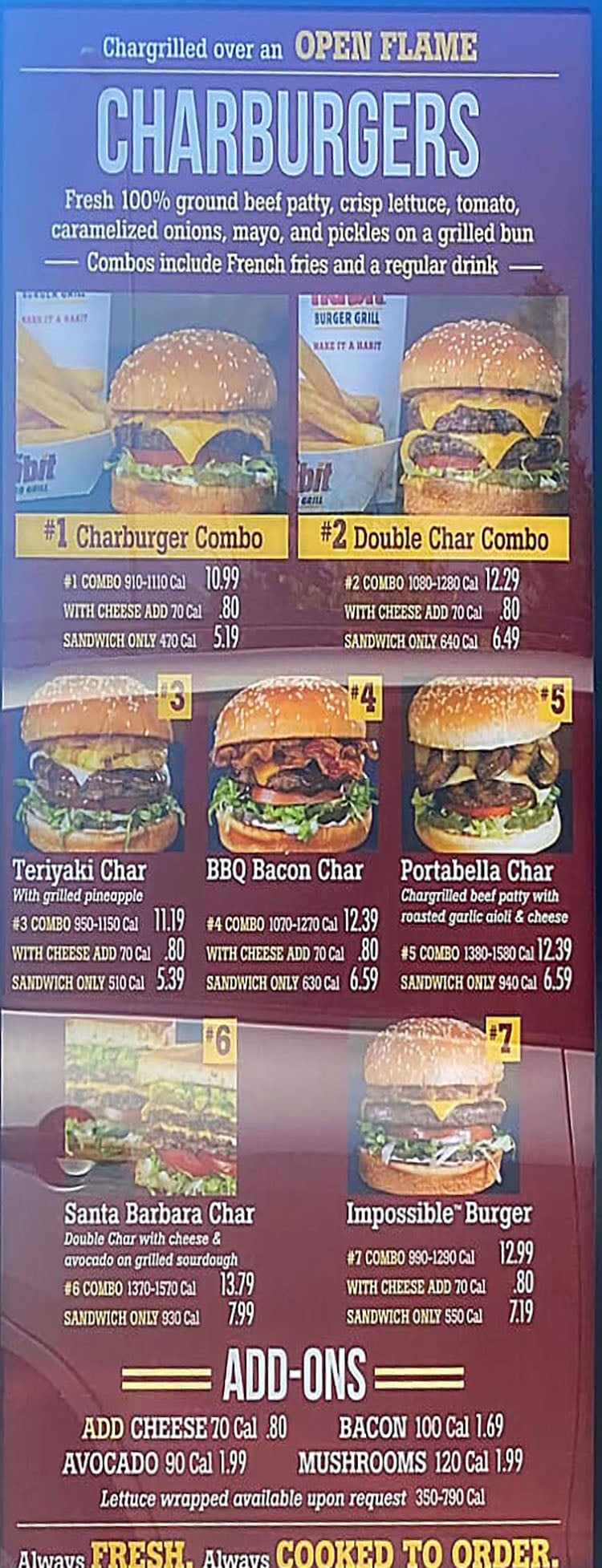 The Habit Burger Grill 2022 menu - charburgers