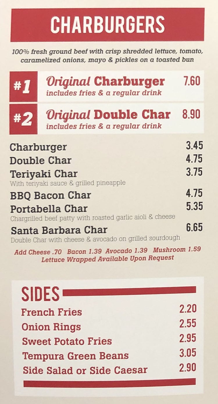 The Habit Burger Grill menu - charburgers, sides