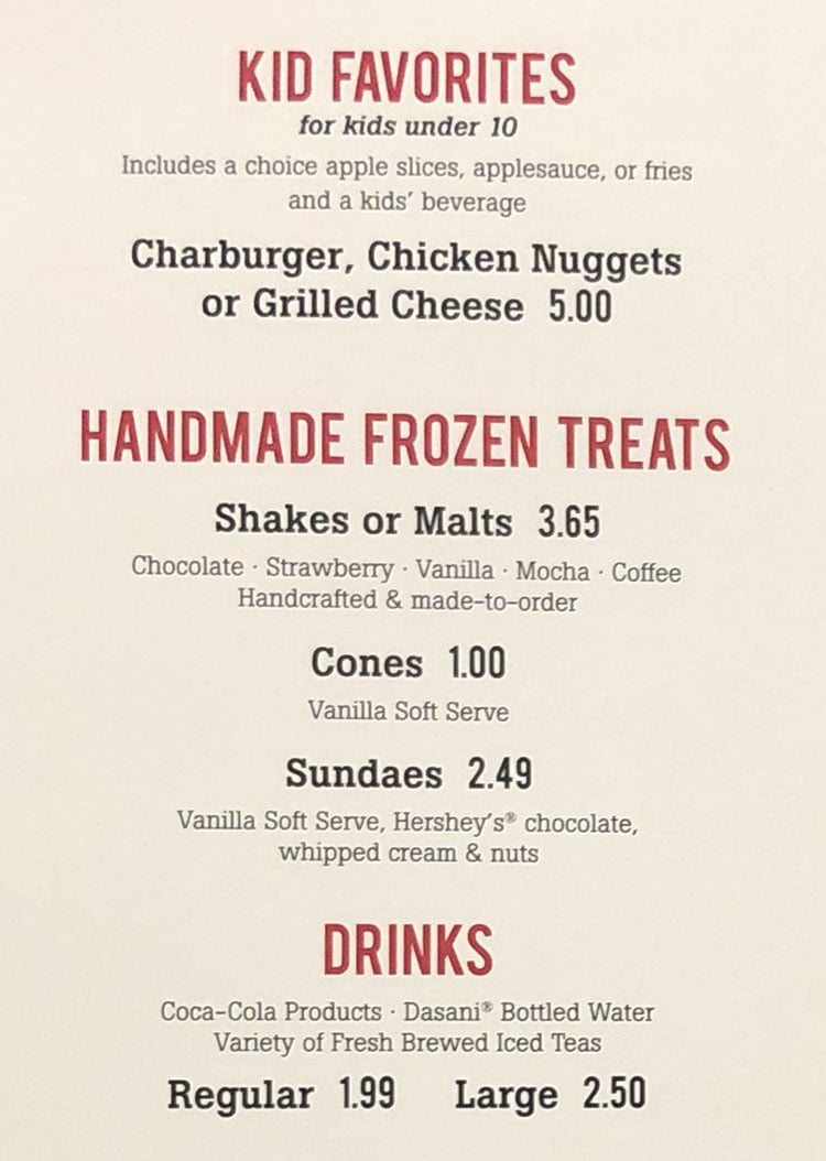 The Habit Burger Grill menu - kids, frozen treats, drinks