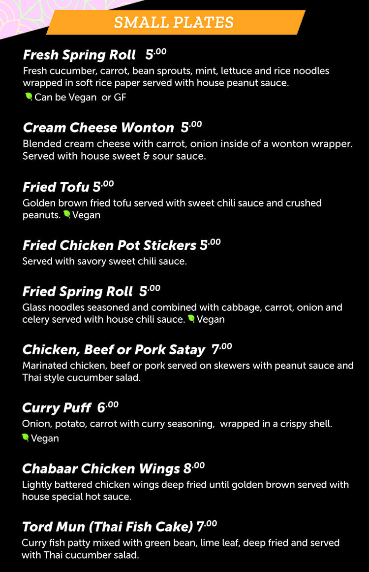 Chabaar menu - small plates