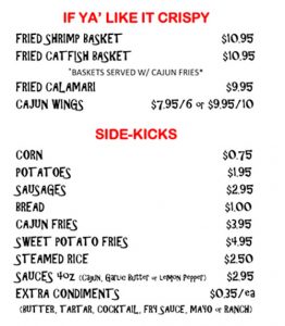 Bucket O Crawfish menu - fried food, sides