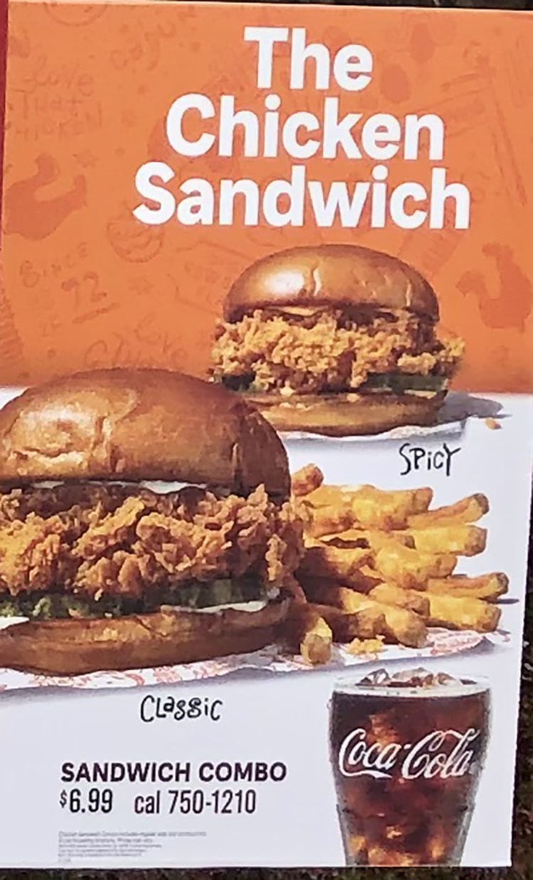 Popeye's menu - chicken deal