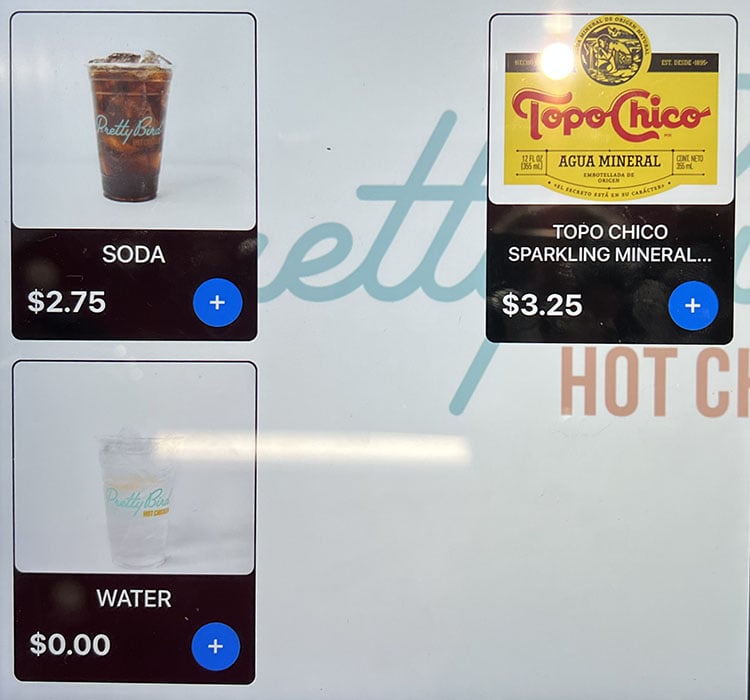 Pretty Bird menu - beverages