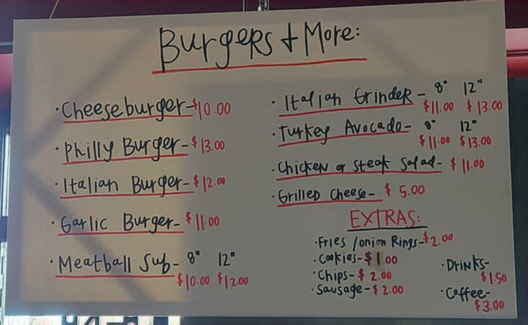 Fat Boy Phillies menu - burgers, more