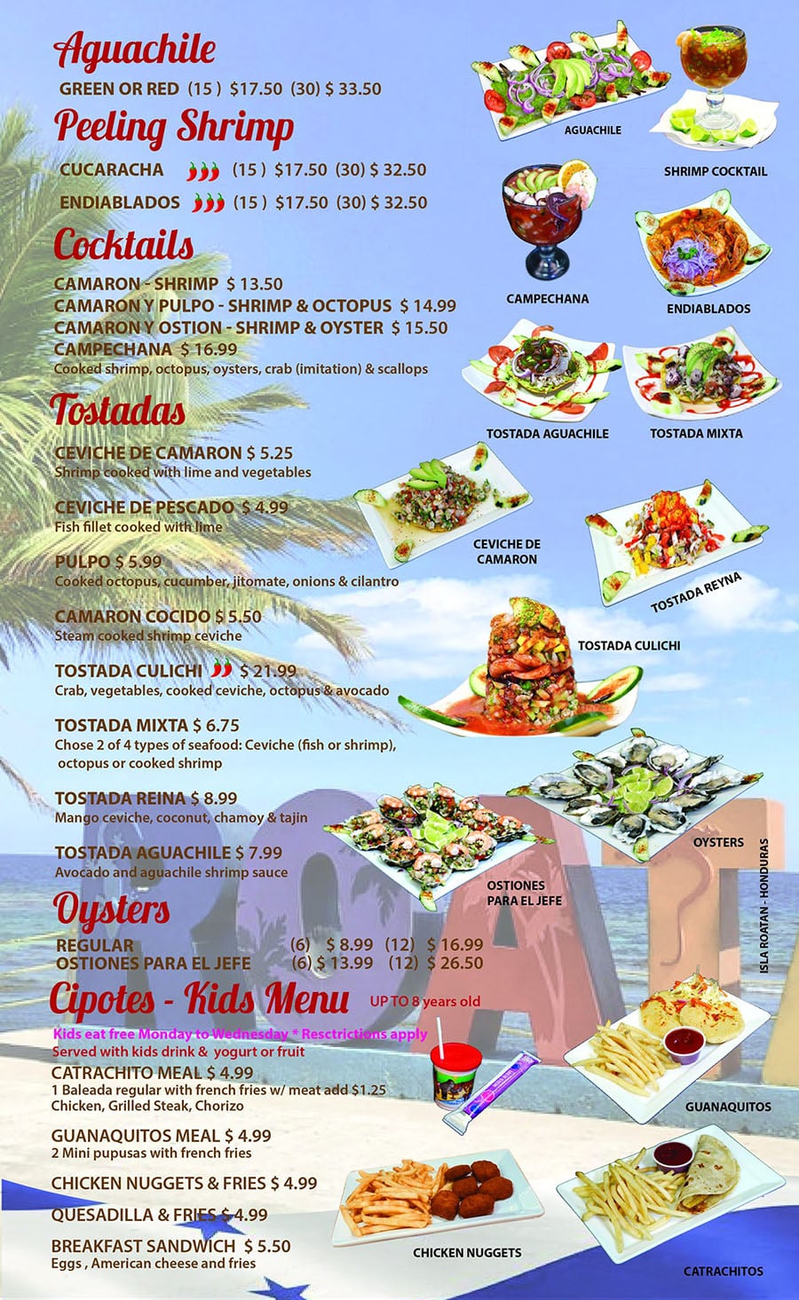 Catrachos Restaurant menu - other seafood and more