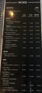 Red Lobster menu - beverages - wine