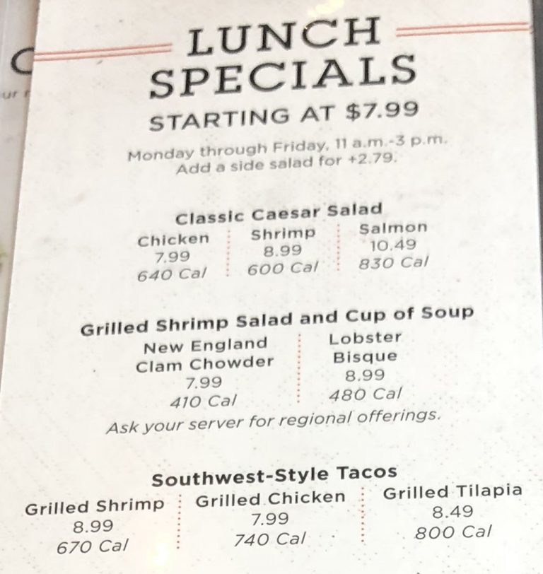 Red Lobster menu with prices SLC menu