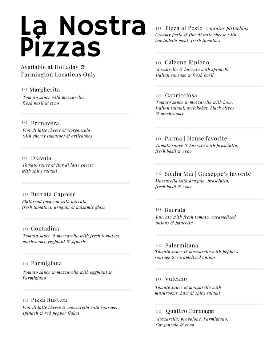 Sicilia Mia menu - curbside page two