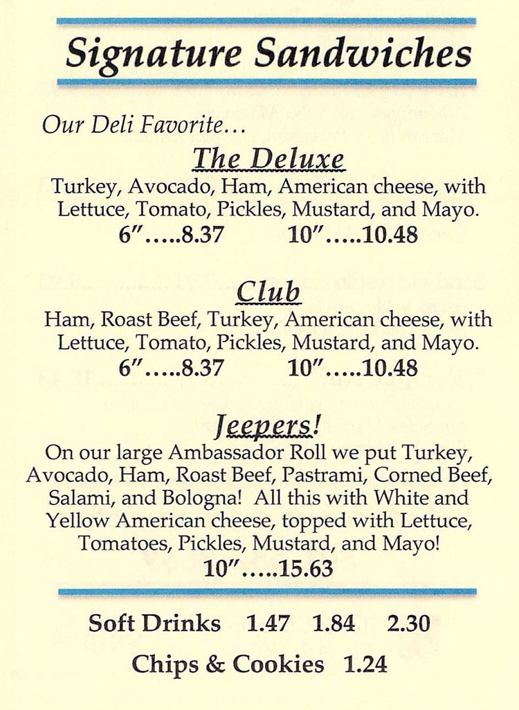 That Sandwich Shop menu SLC menu