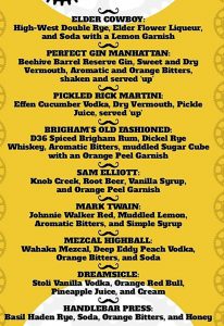 HandleBar menu - cocktails