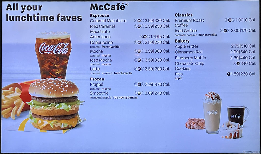 McDonald’s menu prices SLC menu