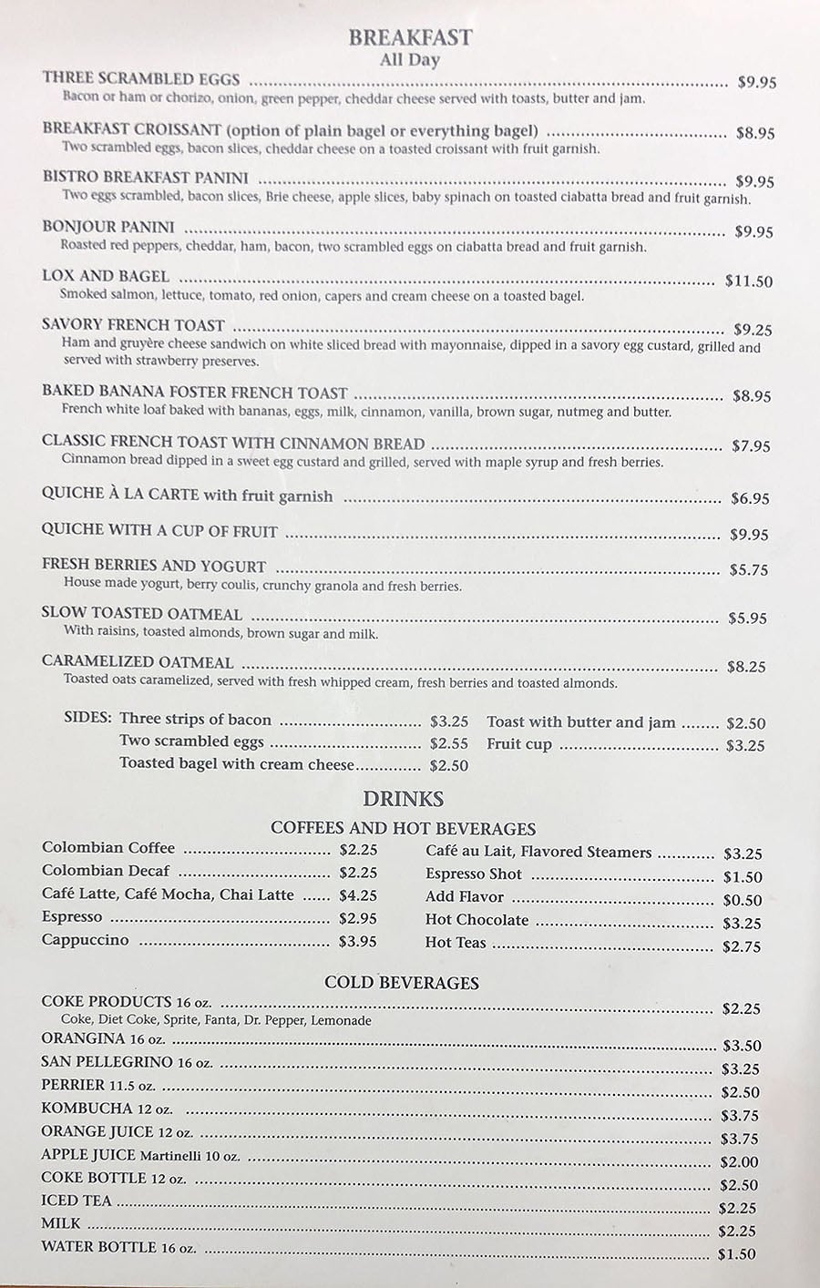 Délice Bakery And Cafe menu - breakfast all day