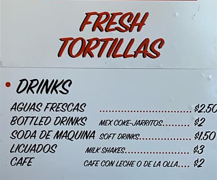 Santo Tacos menu - drinks