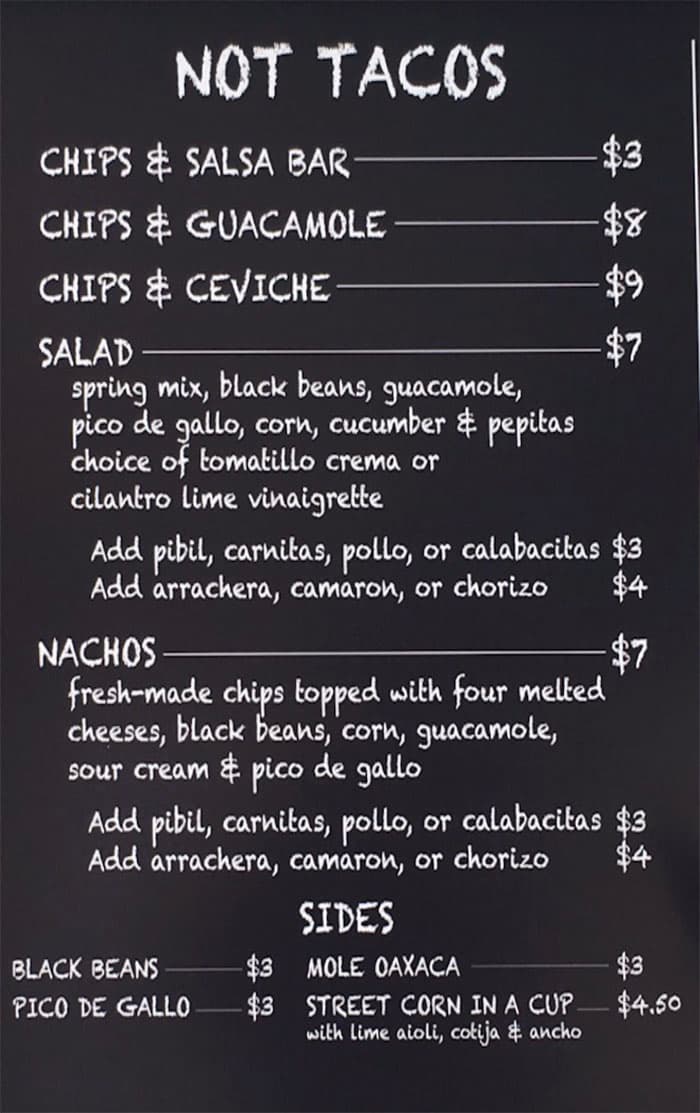 Barrio SLC menu - not tacos