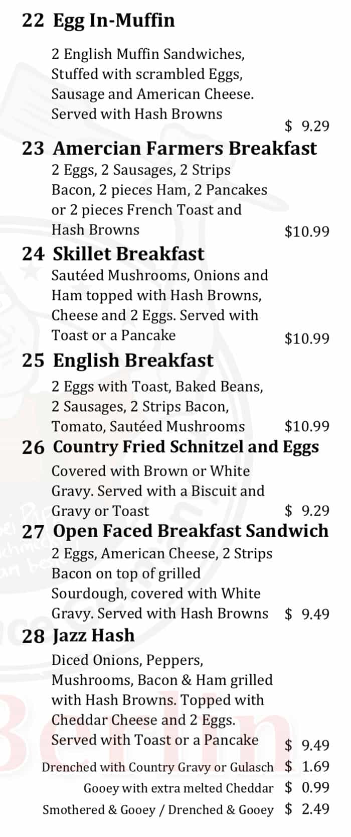 Cafe Berlin menu - all day breakfast continued 4