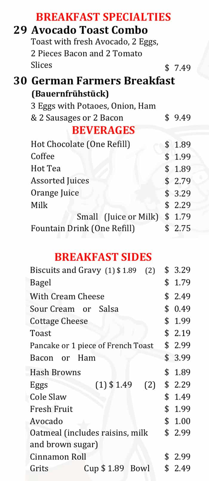 Cafe Berlin menu - all day breakfast continued 5