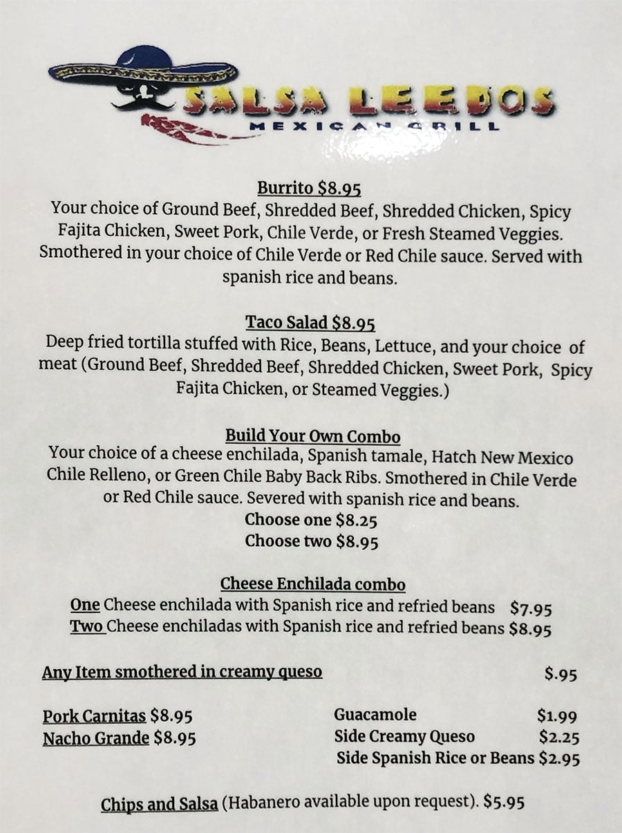 University Of Utah Hospital Cafeteria - Salsa Leedos menu