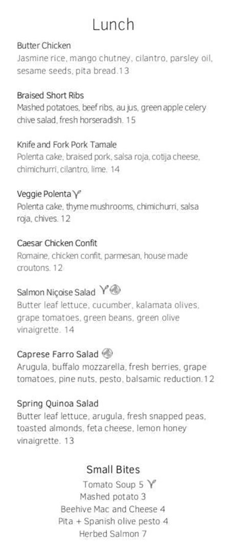 Cotton Kitchen menu - lunch