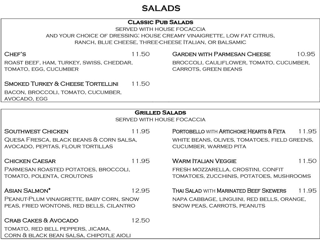 Desert Edge Brewery menu - salads