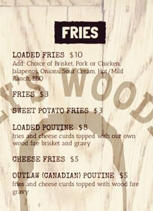 Daley's Wood Fire menu - fries