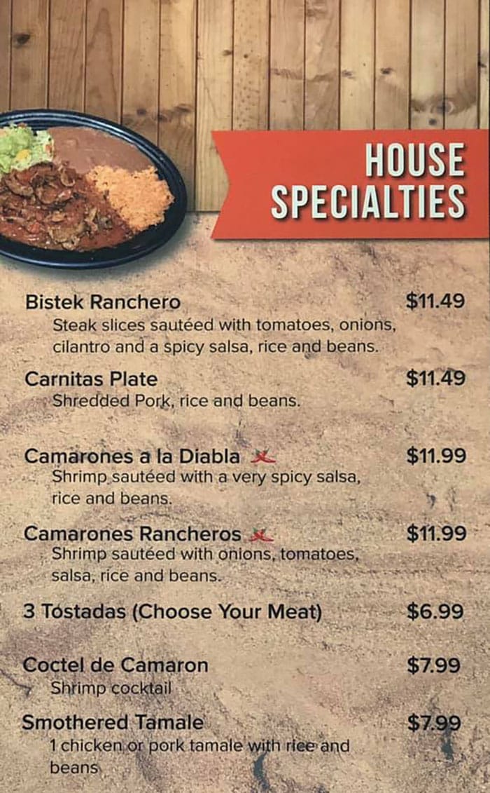 Hacienda Mexican Grill menu - house specialties