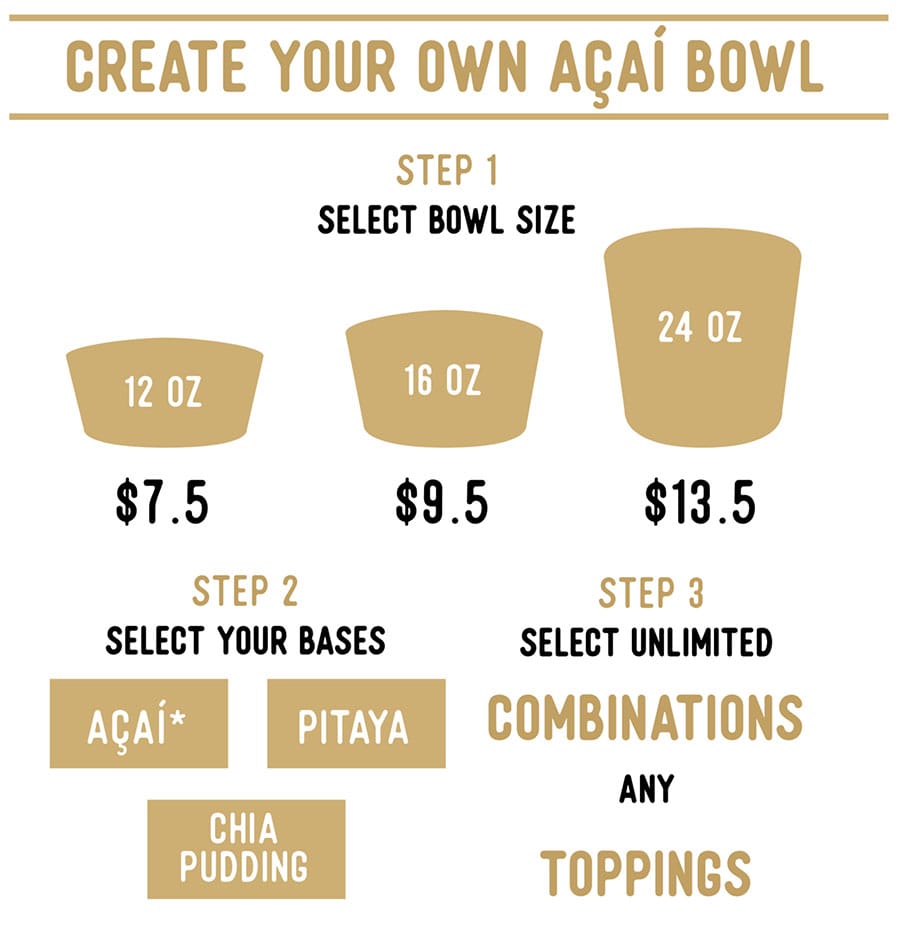 Honest Eatery menu - acai bowls