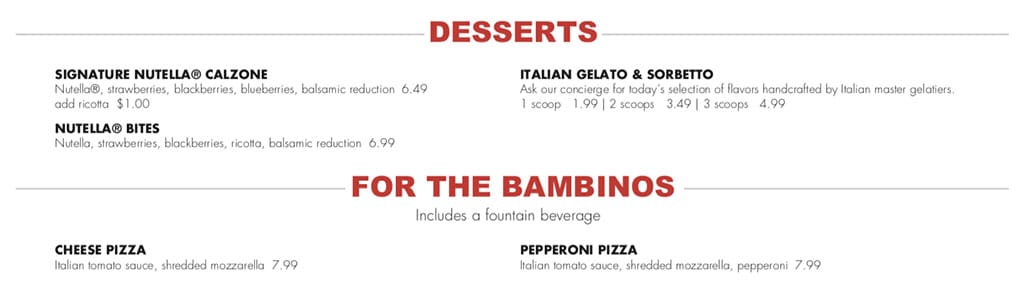 Midici The Gateway menu - desserts, kids