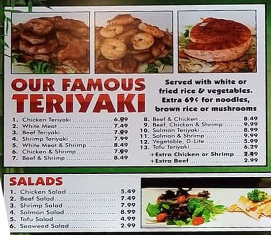 Teriyaki Boy menu - teriyaki, salads