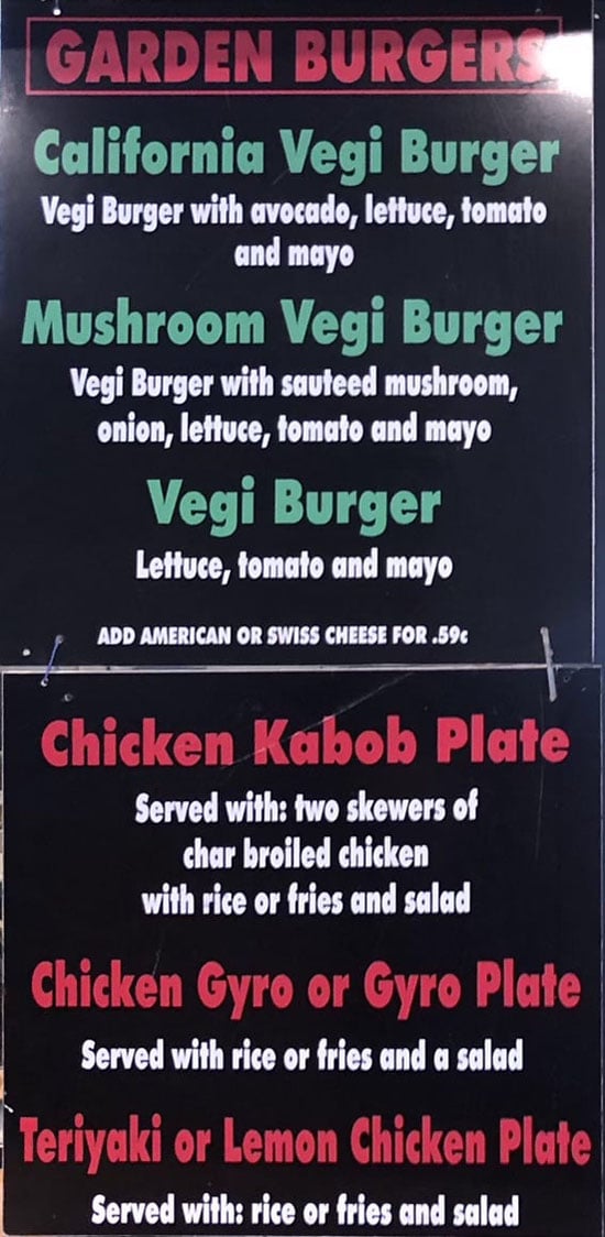 B&D Burgers 2021 menu - other items