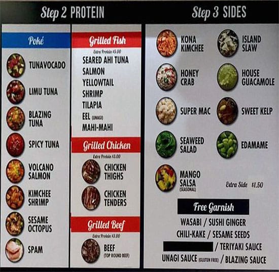 Bigeye Poke And Grill menu - step two and three