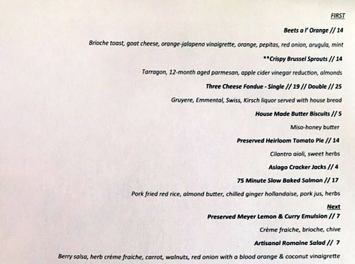 Franck's menu - appetizers, soup, salad