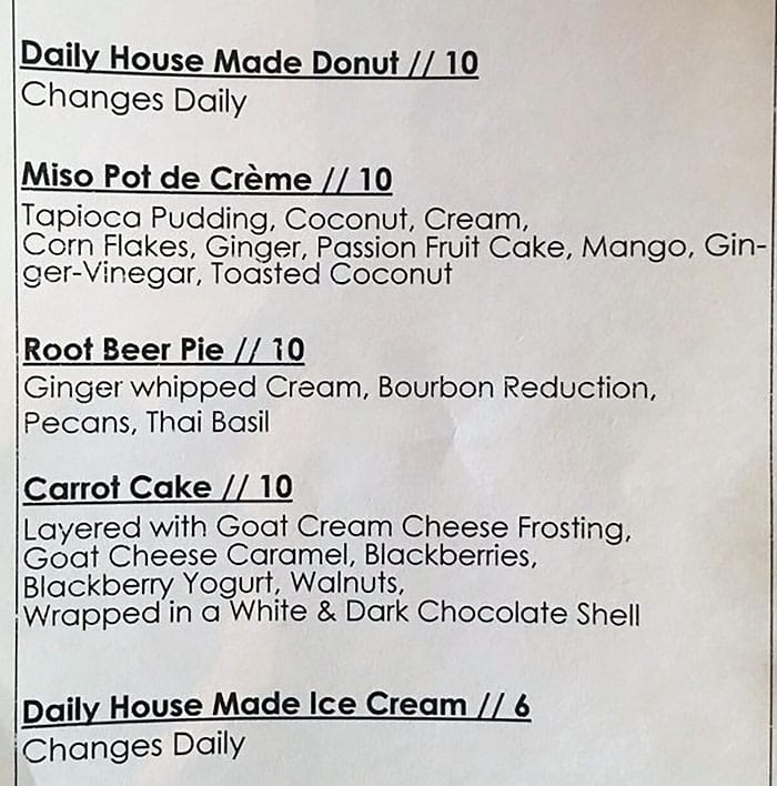 Franck's menu - dessert