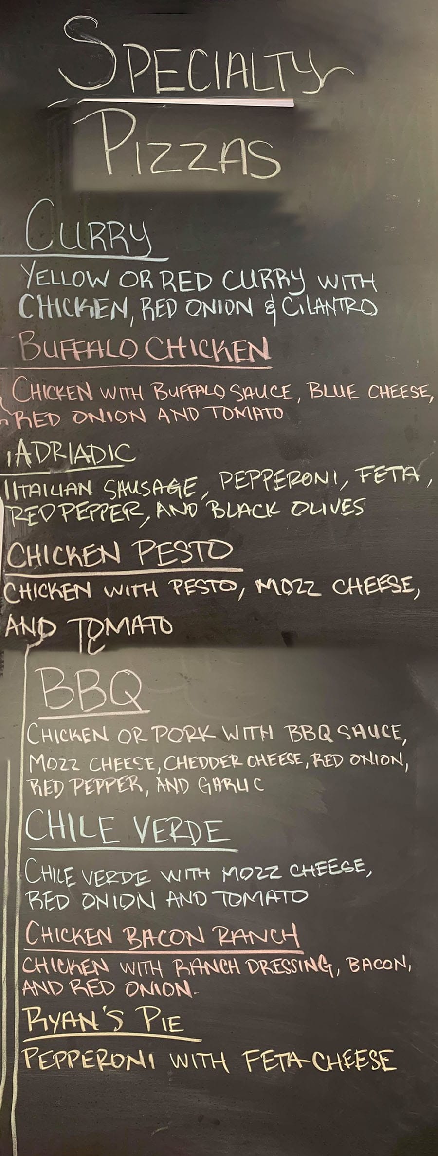 Fry And Pie menu - specialty pizza