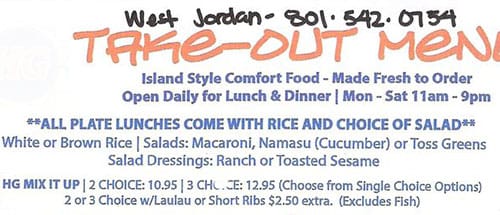 Honolulu Grill menu - options