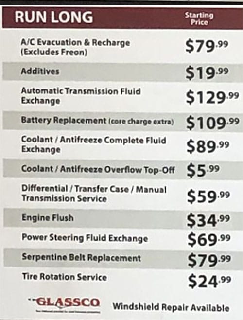 jiffy lube oil change prices