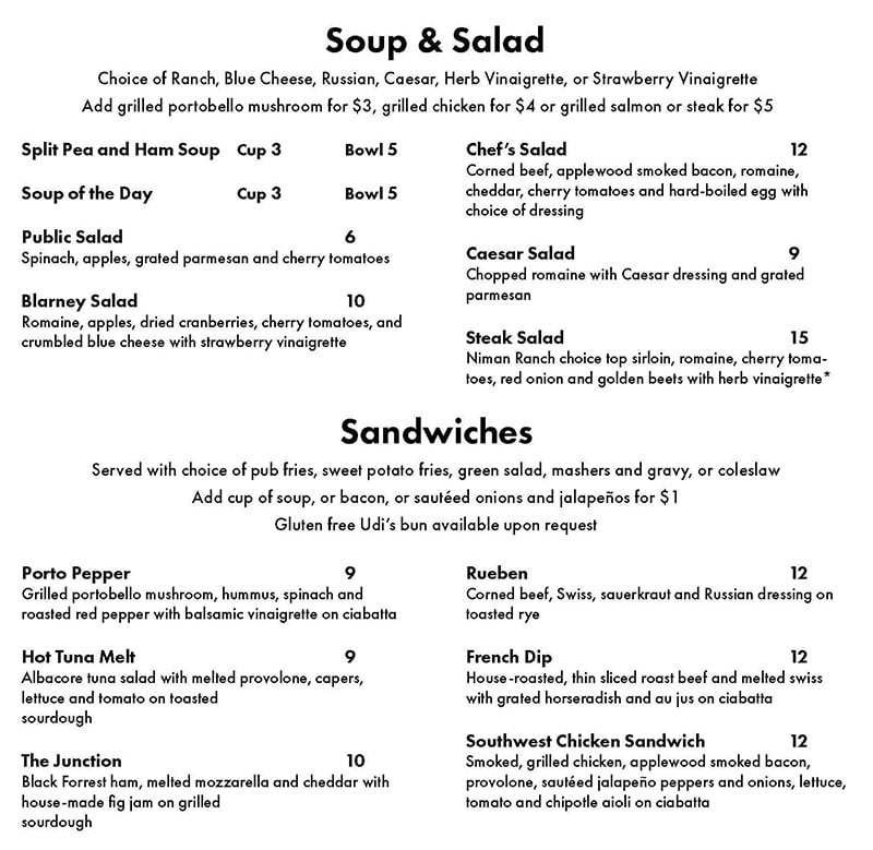 MacCool's Public House menu - soup, salad