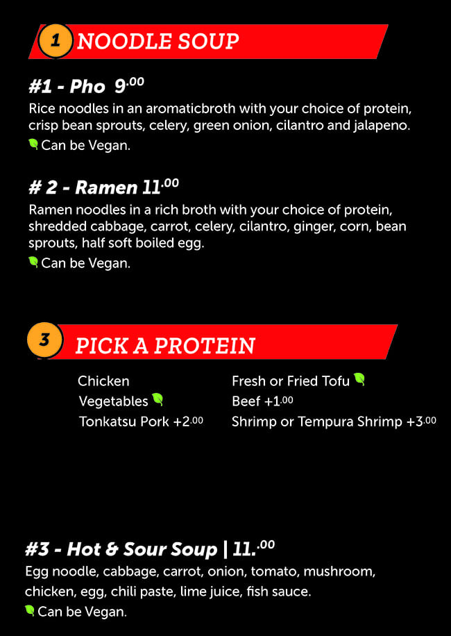 Noodle Run menu - noodle soup