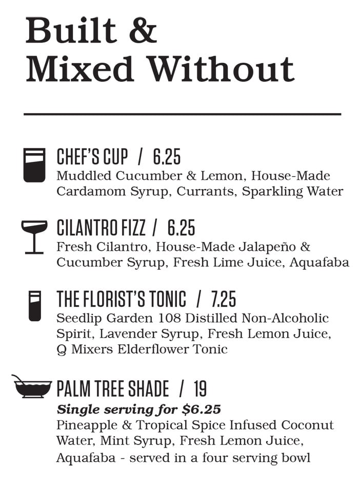 Punch Bowl Social Salt Lake City brunch menu - alcohol free